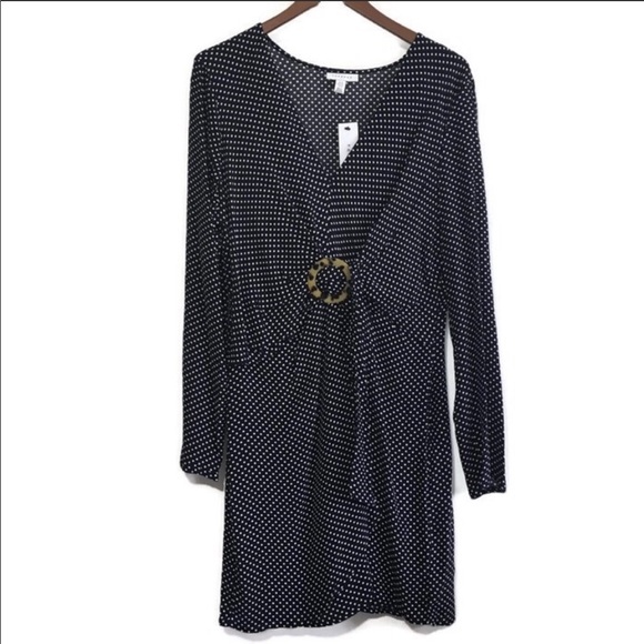 New Topshop Navy Blue V Neck Dress Long Sleeve 6 - Picture 3 of 7